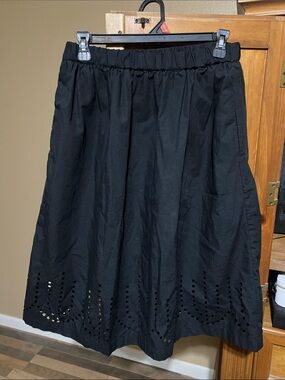 GAP Black Midi Skirt with Eyelet Hem